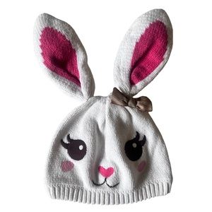 Bunny Rabbit Hat - Sz 12 Months - Spring / Easter Baby Knit Cap / Beanie